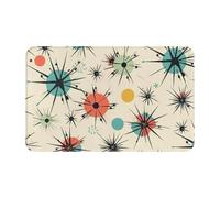 Zerbino per porta d'ingresso, per interni ed esterni, motivo con stelle atomiche retrò, facile da pulire, resistente alle macchie e allo sbiadimento, tappetino da bagno assorbente in flanella, 40 x 80