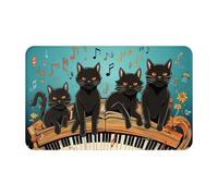 Zerbino per porta d'ingresso, per tutte le stagioni, resistente, per ingresso, cattura sporco, a basso profilo, con gatti sdraiati sul pianoforte, tastiera e ingresso, assorbente, antiscivolo, 50,8 x