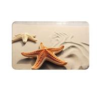 Zerbino per porta d'ingresso, per tutte le stagioni, resistente, per ingresso, zerbino a basso profilo, con stella marina sulla sabbia, spiaggia, paesaggio, tappetino da ingresso, assorbente