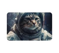 Zerbino per porta d'ingresso, per tutte le stagioni, resistente, per ingresso, zerbino a basso profilo, motivo astronauta gatto nello spazio, tappetino assorbente antiscivolo per ingresso, 50,8 x 80