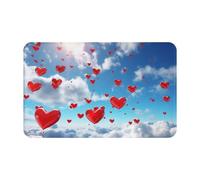 Zerbino per porta d'ingresso, per tutte le stagioni, resistente, per ingresso, zerbino a basso profilo, motivo cuori nel cielo, tappetino assorbente antiscivolo per ingresso, 50,8 x 80 cm