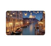Zerbino per porta d'ingresso, per tutte le stagioni, resistente, per ingresso, zerbino a basso profilo, tappeto per ingresso Venezia di notte, tappetino assorbente, antiscivolo, 50,8 x 80 cm