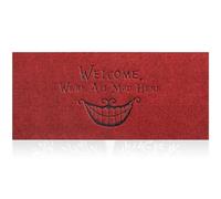 Zerbino per porta d'ingresso, resistente, divertente, per esterni, con scritta "Welcome We're All Mad Here", tappetino per scarpe e raschietto, a basso profilo, per interni, con retro antiscivolo,