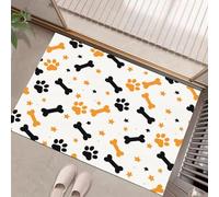Zerbino Per Porta D'Ingresso Stella D'Osso Carina Zampa Cane Cartoni Animati, 80X120Cm A Basso Profilo, Tappeto Morbido Antiscivolo, Per Animali Domestici Cucina Interni Decorazione, Giallo Senape