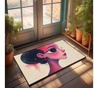 Zerbino per porta d'ingresso, un ritratto surreale con colori vivaci ed elementi astratti, zerbino autunnale, decorazione per la stanza degli uomini (50 x 80 cm)