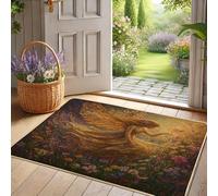 Zerbino per porta floreale fata zerbino farfalla giallo ingresso esterno interno decorazione stagionale gomma impermeabile antiscivolo assorbe la polvere facile da pulire 73