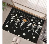 Zerbino Per Porte Lavabili Tema Halloween, Tappetino Per Pavimenti Antiscivolo Dell'Interno Scheletro Strumenti Musicali Stella, Tappetini Per Porte Assorbenti A Basso Profilo,50 X 80 Cm,Arancia