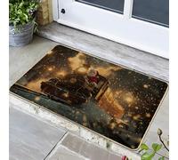 Zerbino per treno di Natale, zerbino vintage Babbo Natale per esterni ed interni, decorazione per le vacanze, gomma lavabile e antiscivolo, per porta d'ingresso di Natale, 73,7 x 43,2 cm