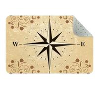Zerbino personalizzato per interni, zerbino di benvenuto con rosa dei venti e bussola, tappeto decorativo per la casa, tappeto per ingresso giardino/cucina/camera da letto, tappetino antiscivolo in
