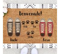 Zerbino personalizzato per l'ingresso di casa | Personalizza il tuo Zerbino con i tuoi cani o gatti | 70 x 40 cm | zerbini originali e divertenti | coppia + 3 animali