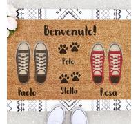 Zerbino personalizzato per l'ingresso di casa | Personalizza il tuo zerbino con tutta la famiglia | Ideale come regalo | 70 x 40 cm | zerbini originali e divertenti in 100% fibra di cocco | coppia + 2