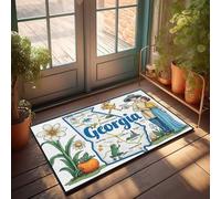 Zerbino personalizzato per porta d'ingresso Georgia: una terra di leggende, fiori e folklore, zerbino per esterni decorazione autunnale (40 x 60 cm)