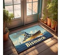 Zerbino personalizzato per porta d'ingresso Grand Naval Expedition: The Mighty Bismarck Dominates The Seas zerbino zerbino per esterni decorazione autunnale (65 x 90 cm)