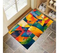 Zerbino Pittura A Olio Astratta Trappola Sporco, Tappetino Antiscivolo Lavabile in Lavatrice, Graffiti Geometric, Zerbino d'Ingresso Morbide Assorbenti per Cane, Ingresso, Port, 80 x 120 cm, Arancia