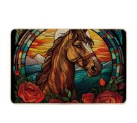 Zerbino primavera bohemien cavallo astratto artistico fiore bella pianta gialla marrone rosso gomma antiscivolo cattura sporco assorbente porta d'ingresso aula esterna lavabile