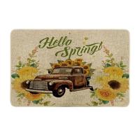 Zerbino primavera girasole camion lettera floreale foglie parola bella pianta gialla marrone gomma assorbente decorazioni porta d'ingresso interno esterno campeggio impermeabile antiscivolo 43,2