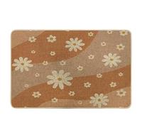 Zerbino primaverile bohemien carino motivi grafici fiori del fumetto bella marrone chiaro bianco gomma antiscivolo cattura sporco impermeabile interno porta d'ingresso aula