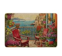 Zerbino primaverile oceano rustico alba paesaggio marino sedia floreale pianta barca pittura castello rosa blu gomma cattura sporco decorazioni aula piscina garage casa lavabile assorbente 43,2 x 73,7