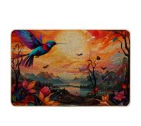 Zerbino primaverile paesaggio montagna uccello floreale albero artistico bohemien rosso blu gomma antiscivolo cattura lo sporco interno porta d'ingresso aula esterno campeggio lavabile
