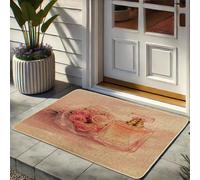 Zerbino profumato floreale rosa pesca per primavera ed estate, design elegante per interni ed esterni, antiscivolo, assorbe la polvere, facile da pulire, 73,6 x 43,2 cm