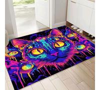 Zerbino Psichedelico, 80x120cm Zerbino con Disegni in Gomma, Molti Occhi Gatto Tappeto per Ingresso Interno, Fondo Antiscivolo Gommato, Facile da Pulire Rettangolare, Colori misti