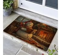 Zerbino pupazzo di neve invernale, comodo per ingresso esterno ed interno, decorazione rustica, gomma impermeabile, antiscivolo, assorbe la polvere, facile da pulire, 73,6 x