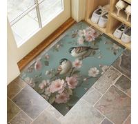 Zerbino Rami Di Fiori Passeri, Tappetino per Ingresso Con Animali Eleganti D'Epoca, Per Esterni E Interni, Tappeto Con Accenti, Antiscivolo, Assorbe La Polvere, Facile Da Pulire, 50 x 80 cm