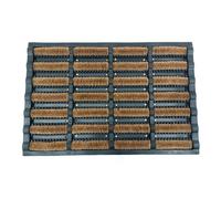 Zerbino Relaxdays con setole, 60x40 cm, Gomma e Cocco, Antiscivolo, Tappetino Interni ed Esterni, Nero/Naturale