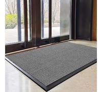 Zerbino resistente per interni ed esterni, con raschietto a basso profilo, per casa, scuole, bar, aziende, 60 x 100 cm, grigio chiaro, antiscivolo, facile da pulire