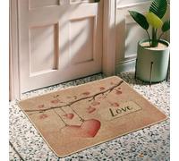 Zerbino romantico a forma di cuore, zerbino per San Valentino e decorazione per la casa quotidiana, tappetino antiscivolo impermeabile, facile da pulire per interni ed esterni, 73 x 43 cm