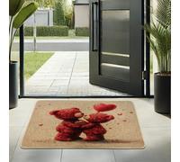 Zerbino romantico con orso, zerbino a forma di cuore, per San Valentino e inverno, decorazione per interni ed esterni, antiscivolo, resistente all'acqua, antipolvere, facile da pulire, 73 x 43 cm
