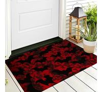 Zerbino Rosso Nero Pipistrelli Volanti Di Halloween,Arte Di Klimt Per Ingresso Esterno E Interno Decorazione Autunnale Impermeabile Antiscivolo Tappetino Di Benvenuto,50X80Cm