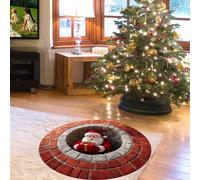 Zerbino rotondo natalizio, regalo antiscivolo, zerbino con 3D, tappeto per