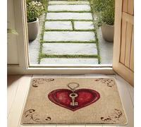 Zerbino rustico a forma di cuore per ingresso interno ed esterno, decorazione vintage, antiscivolo, resistente alle intemperie e alla polvere, facile da pulire, 73,6 x 43,2 cm