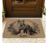 Zerbino rustico con volpe, tappetino di benvenuto ispirato alla natura beige, per interni ed esterni, decorazione per la casa, antiscivolo, facile da pulire, 73 x 43 cm