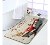 Zerbino Santa Claus Merry Christmas Xmas Elk Deer Rusticfarm New Year Winter Zerbino Ingresso Assorbente Flanella Zerbini Per Ingresso Corridoio 40X60Cm