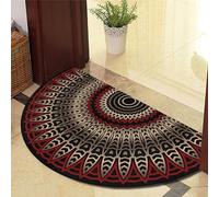 Zerbino semi-circolare, tappeto assorbente semicircolare rotondo, moquette, bohémien, tappetino per porta resistente, interno per interni (onda rossa, 70 x 120 cm)