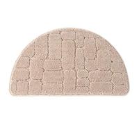 Zerbino semicerchio in microfibra assorbente, tappetino per ingresso interno a mezza luna, zerbino da cucina con retro antiscivolo, Cammello chiaro., 40 x 68cm