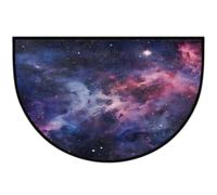 Zerbino semicircolare antiscivolo con nebulosa spaziale e galassia | Zerbino lavabile a mezza luna, decorazione per la casa per ingresso cucina esterno interno 61 x 91 cm