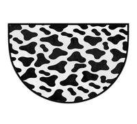 Zerbino semicircolare antiscivolo con stampa mucca bianca e nera | Zerbino lavabile a mezza luna, decorazione per la casa per ingresso cucina esterno interno 61 x 91 cm