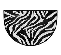 Zerbino semicircolare antiscivolo con stampa zebrata bianca e nera | Zerbino lavabile a mezza luna, decorazione per la casa per ingresso cucina esterno interno 61 x 91 cm