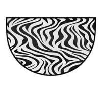 Zerbino semicircolare antiscivolo con stampa zebrata bianca e nera | Zerbino lavabile a mezza luna, decorazione per la casa per ingresso cucina esterno interno 61 x 91 cm