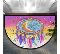 Zerbino semicircolare colorato con acchiappasogni, 91 x 61 cm, morbido tappeto assorbente con retro antiscivolo, tappetino di benvenuto per interni, per ingresso, camera da letto, cucina, ufficio