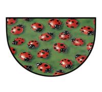 Zerbino semicircolare con stampa di coccinelle e coccinelle antiscivolo | Zerbino lavabile a mezza luna, decorazione per la casa per ingresso cucina esterno interno 61 x 91 cm