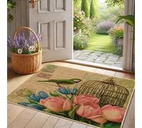 Zerbino Spring Gabbia per uccelli, pappagallo verde, per ingresso esterno ed interno, decorazione floreale, impermeabile, antiscivolo, assorbe la polvere, facile da pulire, 73,6 x 43,2 cm