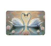 Zerbino Spring Themed Swans In The Lake Lavabile Tappetino Entrata Flanella Tappeto D'Ingresso Per Porte Anteriori Interno La Casa 40X60Cm