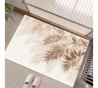 Zerbino Stile Artistico Botanico Ingresso Interno, Tappeto Illustrazione Di Foglie Di Palma Antiscivolo Tappetino D'Ingresso Lavabile Trappola Sporco per Ufficio, Porta di Casa,40 x 60 cm - Beige