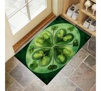 Zerbino Stile Di Pittura A Olio Botanica Trappola Sporco, Tappetino Antiscivolo Lavabile in Lavatrice, Trifoglio, Zerbino d'Ingresso Morbide Assorbenti per Cane, Ingresso, Port, 60 x 120 cm, Verde