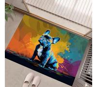 Zerbino Stile Pop Art Arancia Bulldog Francese, Tappetino Antiscivolo Lavabile per Interni ed Esterni, Morbido e Assorbente, per Ingresso, Camera da Letto, Cucina 50 x 80 cm