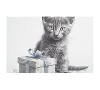 Zerbino super assorbente, antiscivolo, tappetino di benvenuto per ingresso, resistente, con gatto accanto alla confezione regalo, tappeto da ingresso, facile da pulire, tappeto morbido per interni ed